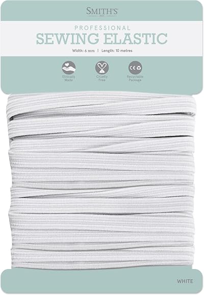 Smith's White Elastic Band 6mm x 10m Flat Cord Sewing Haberdashery