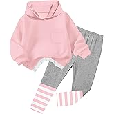 NAPU Girls Clothes Pullover Hoodies Little Girls Clothes 2Pcs Outfits Sweatsuit Striped Leggings Set Fall Winter Outfit 3-8Y