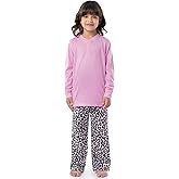 Fruit of the Loom girls Long Sleeve Jersey Henley Top and Fleece Pant Sleep Pajama Set