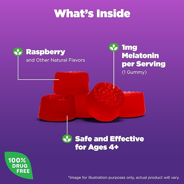 NATROL KIDS MELATONIN GUMMIES 1MG, CHILDREN’S MELATONIN FOR RESTFUL SLEEP, 90 RASPBERRY-FLAVORED SLEEP GUMMIES, 90 DAY SUPPLY