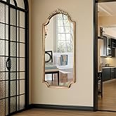 DAOYIJIAJU Gold Vintage Arched Mirror, 47"x22" Ornate Baroque Mirror, Traditional Carved Mantel Mirrors, Elegant Decorative Mirrors for Living Room Fireplace Bathroom Bedroom Entryway