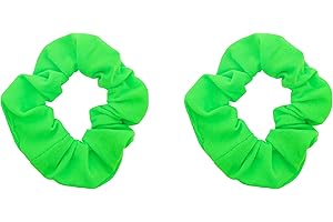 Set of 2 Solid Scrunchies - Neon Green