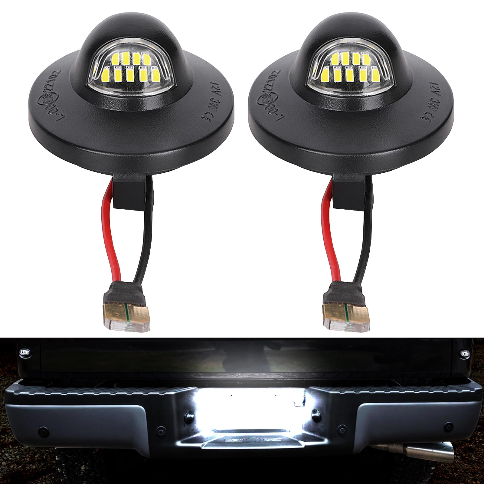 Photo 1 of LED License Plate Light Tag Lights Assembly Compatible with Ford F150 F250 F350 F450 F550 Superduty Ranger Explorer Bronco Excursion Expedition,6000K White, 2PCS (Black)