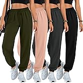 Oakgarden 4 Pack Women's Lounge Joggers High Waisted Sweatpants with Pockets Comfy Drawstring Casual Workout Yoga Pants