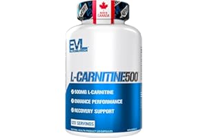 Evlution Nutrition L-Carnitine500, 500 mg of Pure L Carnitine in Each Serving, Stimulant-Free, Capsules (120 Servings)