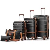 NEISIA Luggage Sets 3 Piece with spinner wheels, PC+ABS Hard Shell Travel Luggage,Lightweight Carry-on suitcases with TSA Lock,YKK Zippers (black)