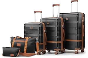 NEISIA Luggage Sets 3 Piece with spinner wheels, PC+ABS Hard Shell Travel Luggage,Lightweight Carry-on suitcases with TSA Lock,YKK Zippers (black)