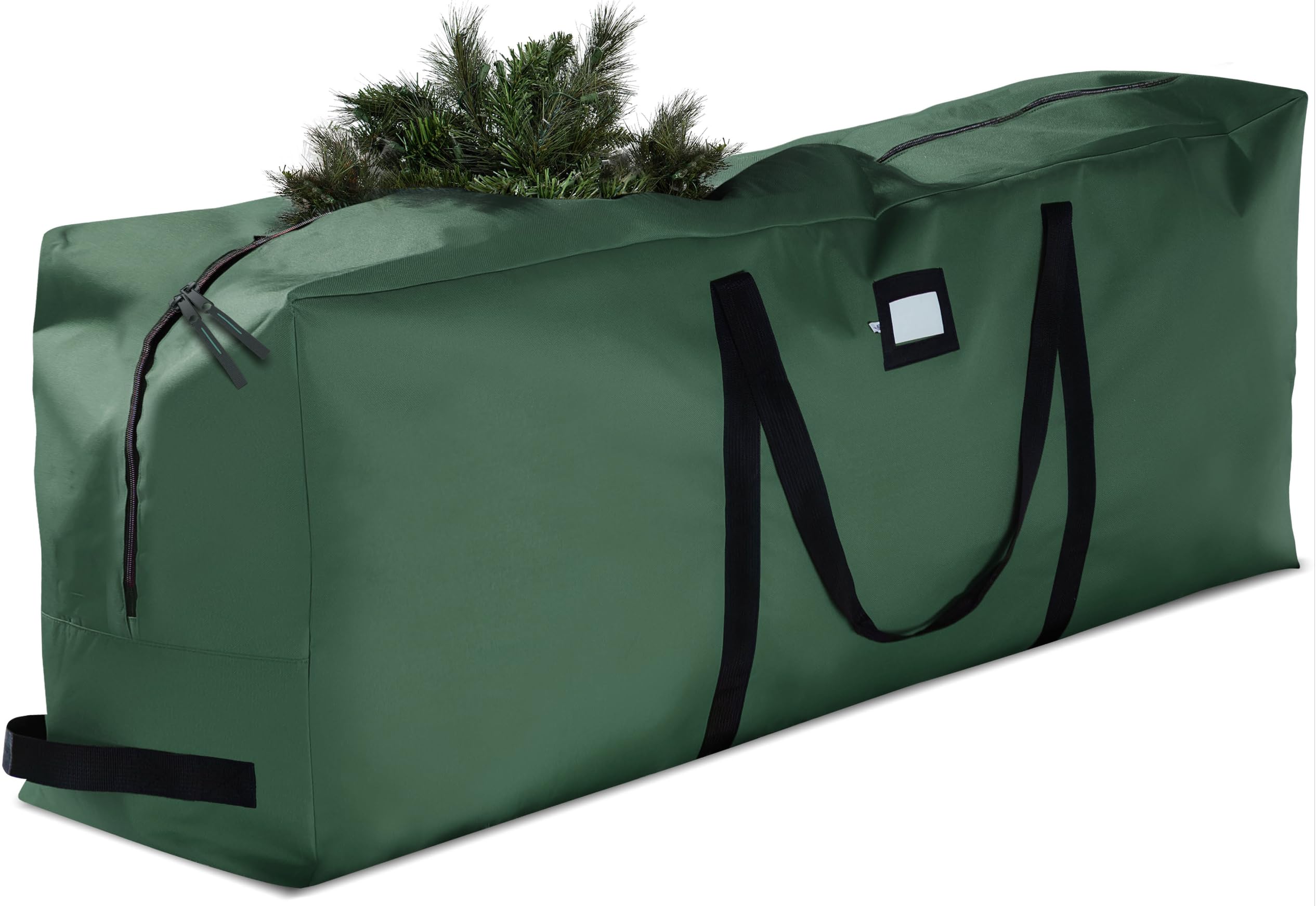 ZOBER 600D Oxford Fabric Large Christmas Tree Storage Bag - Fits 9 Ft Artificial Trees - Tear Proof Waterproof Christmas Tree Bag For Storage Box For Xmas - Strong, Durable Handles - Card Slot - Green