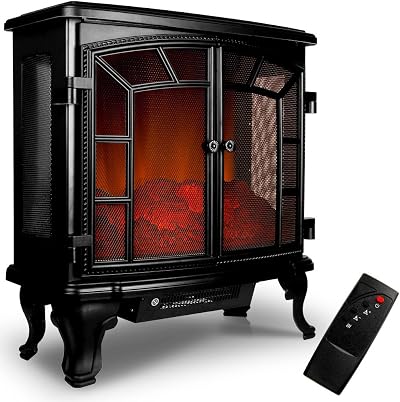 MONZANA Electric Heater Stove 2KW Portable Fireplace LED Flame Effect Remote