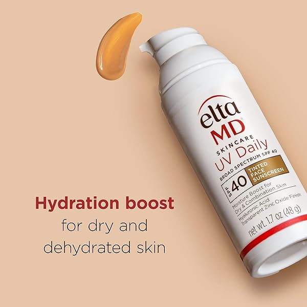 ELTAMD UV DAILY TINTED SPF 40 FACE SUNSCREEN MOISTURIZER WITH ZINC OXIDE, TINTED DAILY FACE MOISTURIZER WITH SPF, SUNSCREEN FOR DRY SKIN,1.7 OZ PUMP