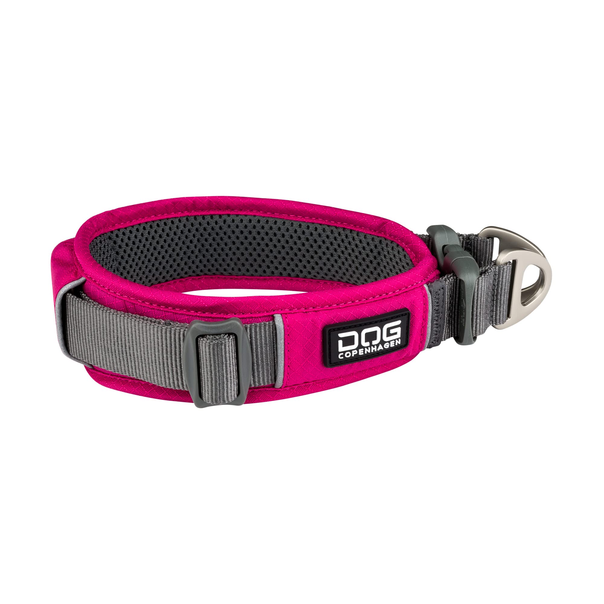 DOG Copenhagen Urban Explorer Collar 2.0 - Padded Dog Collar - Reflective - Comfortable, Wild Rose, Size LXL