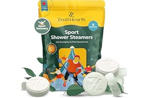 Zen & Hearth Sport Shower Steamers (4 Pack) – Eucalyptus & Mint + Menthol Crystals – Shower Aromatherapy Bombs for Athletes, 
