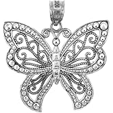 Claddagh Gold - Fine 925 Sterling Silver Filigree Butterfly Charm Pendant