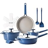 SENSARTE Ceramic Cookware Set Non-toxic 14 Pcs, Nonstick Pots and Pans Set, Dishwasher Safe Induction Cookware, Healthy Kitchen Cooking Set, PFOA/PFAS/PTFE Free