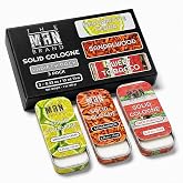 The Man Brand Solid Cologne for Men, 3-Scent Sampler Set, 0.33 oz Each | Sweet Tobacco, Citrus Bergamot &amp; Cedar, Sandalwood, Wax Balm Not Spray, Pocket Travel Tin, Long-Lasting, Gift For Him