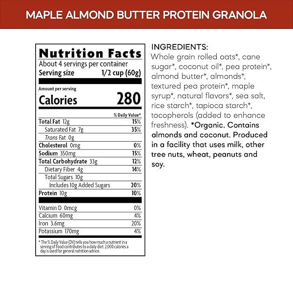 NATURE’S PATH ORGANIC MAPLE ALMOND BUTTER PROTEIN GRANOLA, 10 OUNCE (PACK OF 1)