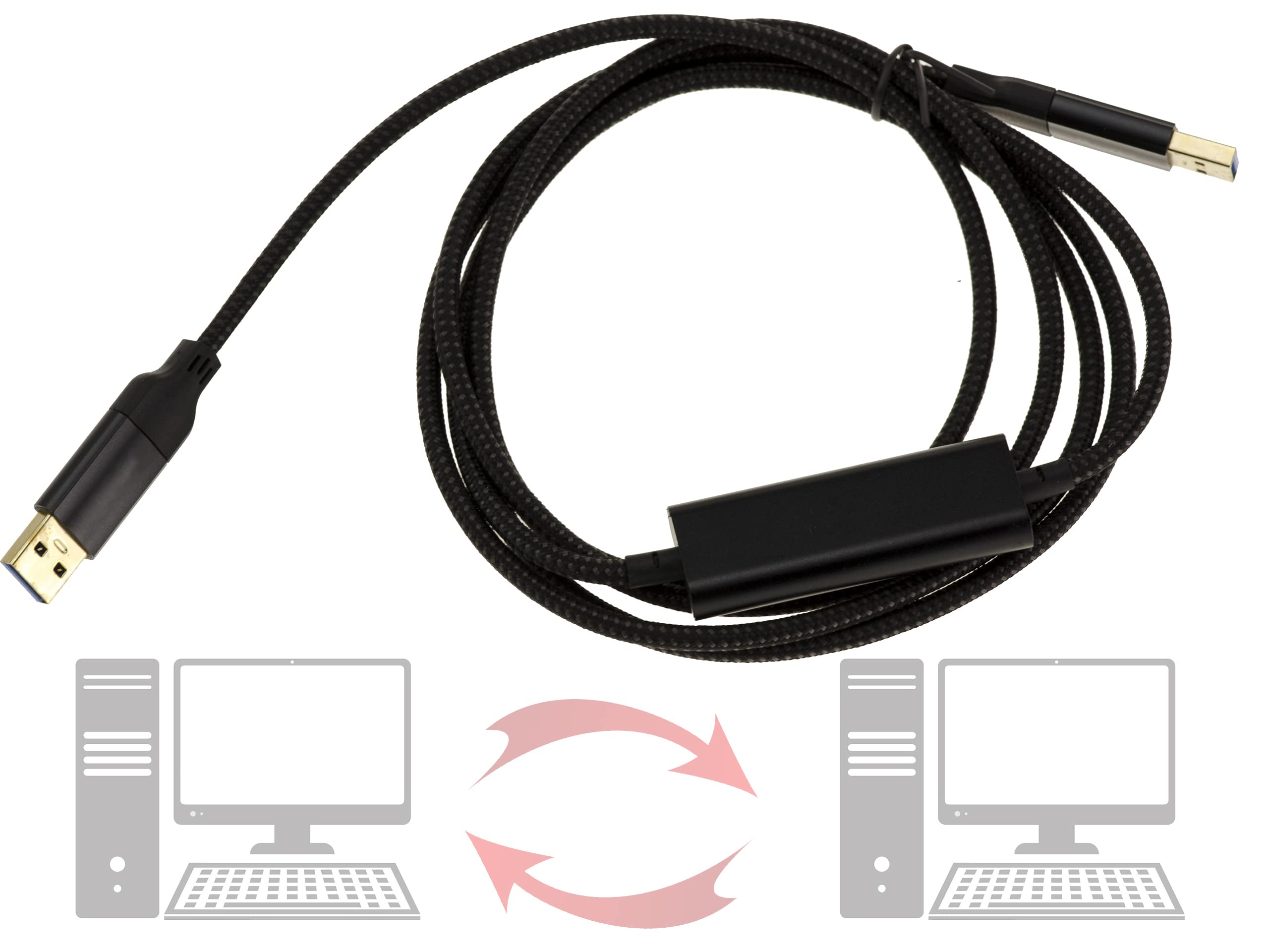 KALEA-INFORMATIQUE USB 3 5G link cable for local file exchange directly between PCs. USB A or USB 3 connection, Windows and Mac support. USB3 DATA LINK