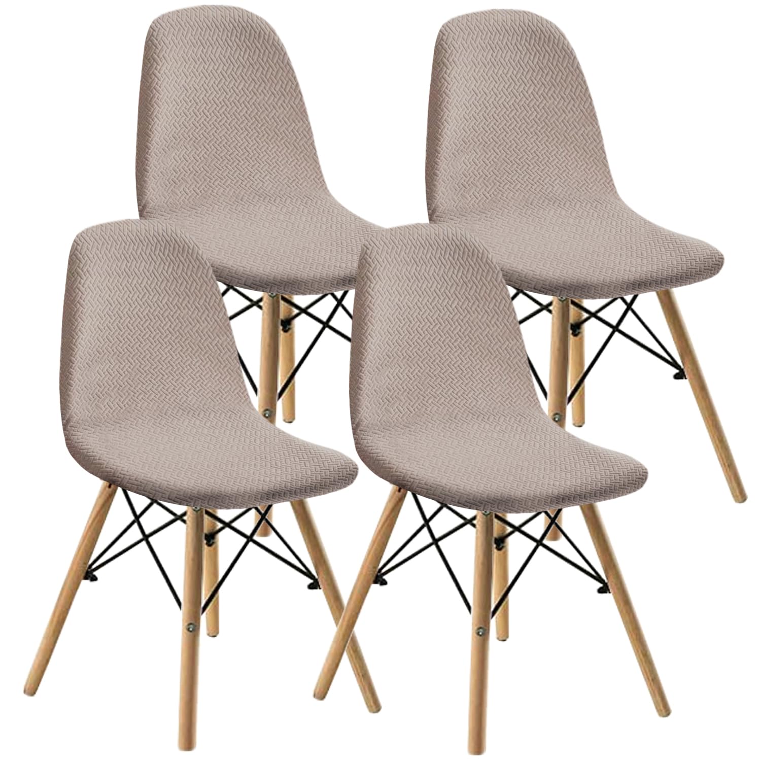KELUINA Dining Chairs Covers Set of 2/4/6,Style Shell Dining Chair Mid Century Modern Chair Sipcover,Upholstered Dining Accent Side Chair Covers (Sand,4 PCS)