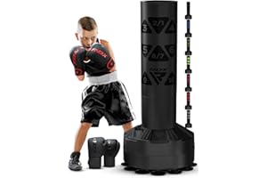 RDX Kids Freestanding Punching Bag & Cover, 4FT Heavy Duty Junior Ronin Target Pedestal Bag Set, Suction Cup Stand Base, Free