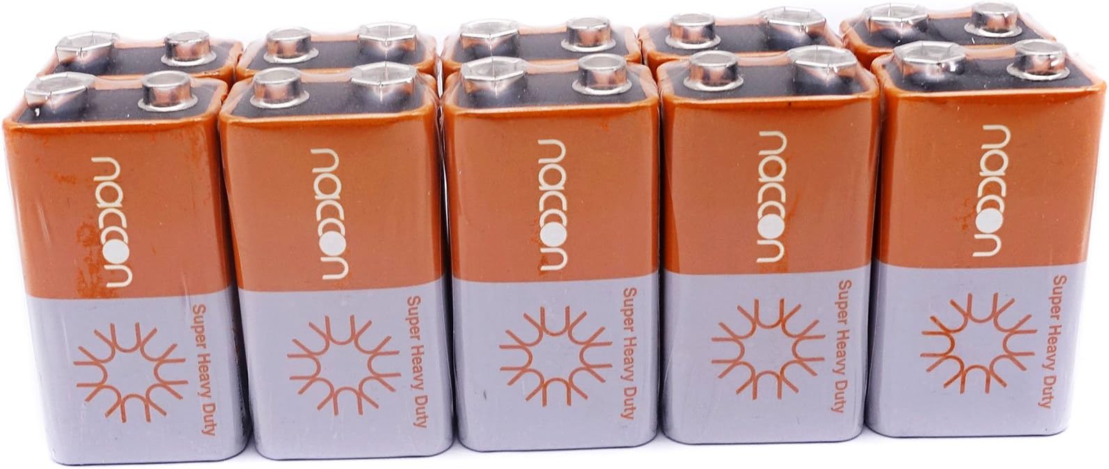 9V Carbon-Zinc Super Heavy-Duty Battery Single Time Use 6F22 Block (10 Batteries)
