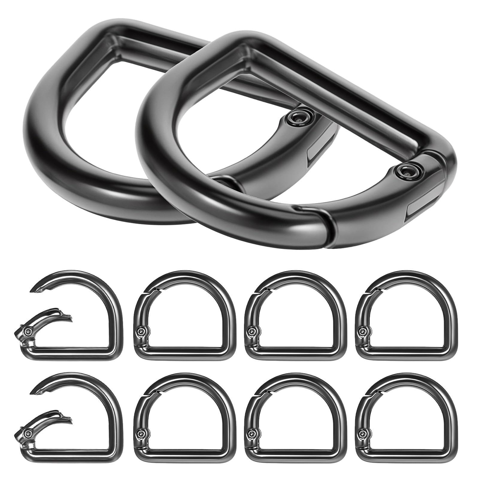 Photo 1 of 10Pcs Metal Spring D Rings Small D Ring Carabiner Clips Metal Tiny Keychain Spring Key Hooks Round Carabiner D Rings Hook Backpack Clips Key Ring Clip for Belt Handbag Strap Car Keyring(Black)