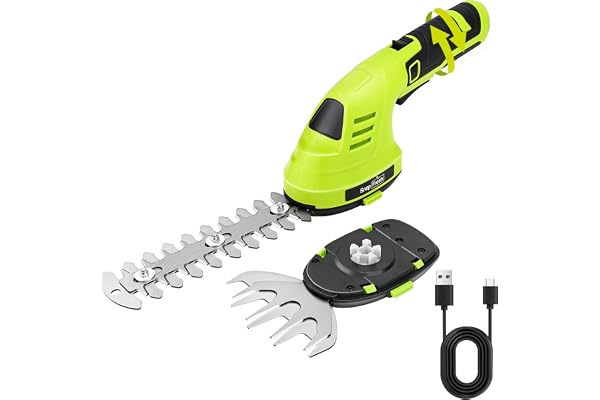 SnapFresh Hedge Trimmer Cordless Grass Shear, 2 in 1 8V Electric Grass Clipper and Hedge Shears with Rotating Head, Handheld