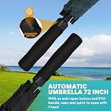 ZOMAKE 72in Golf Umbrella Windproof Rainproof Double Canopy Black view 5
