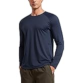 CRZ YOGA Crewneck Workout Long Sleeve Shirts for Men - Quick Dry Running Athletic T-Shirts Lightweight Basic Tops