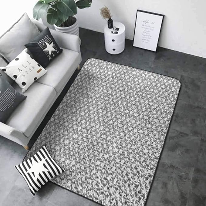 Large Floor Mats for Living Room Black and White