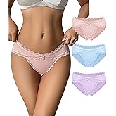 Avidlove Womens Underwear Cotton Panties Cheeky Bikini Underpanties Lace Stretch Hipster Briefs