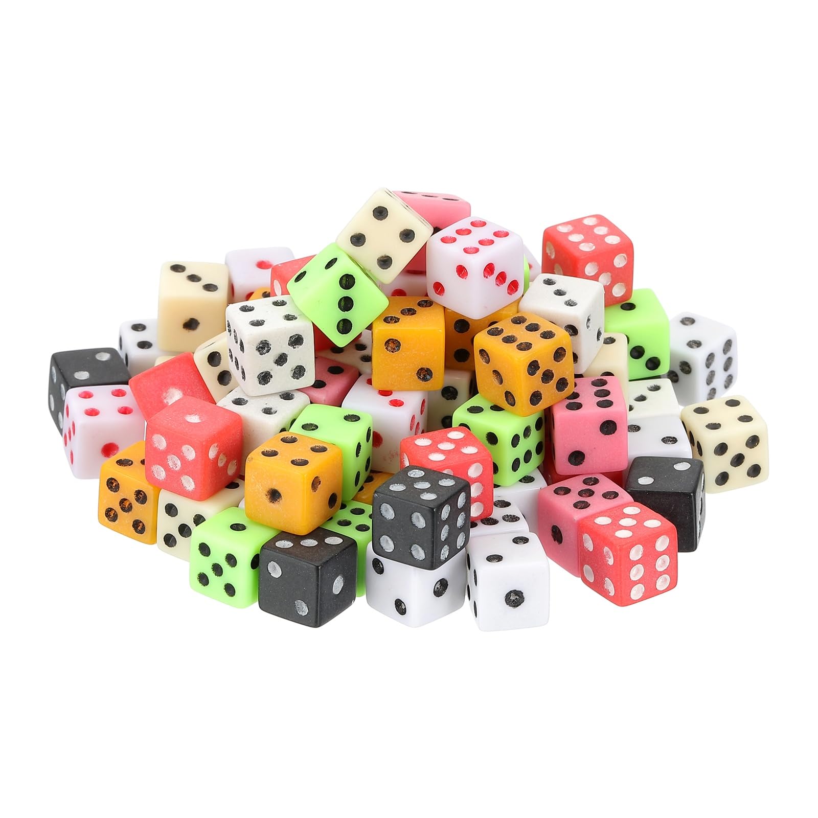 sourcing map 90Pcs Mini Dice, 8mm/0.31" Acrylic Tiny Six Side Game Dot Square Dice Bulk for Table Board Game Party Activities, 9 Colors
