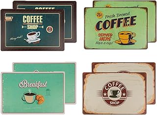 Bada Bing 8er Set Tischset Coffee Retro Look Frühstück Kaffee Retroschild Coffee Shop 235