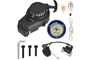 YDRANT Alloy Easy Pull Recoil Start Starter Ignition Coil for 2 Stroke Engine 47cc 49cc 50cc SYX Taotao Coolster SSR MotoTec Chinese Mini ATV Quad 4 Wheeler Go Kart Pit Dirt Pocket Bike Motor Black