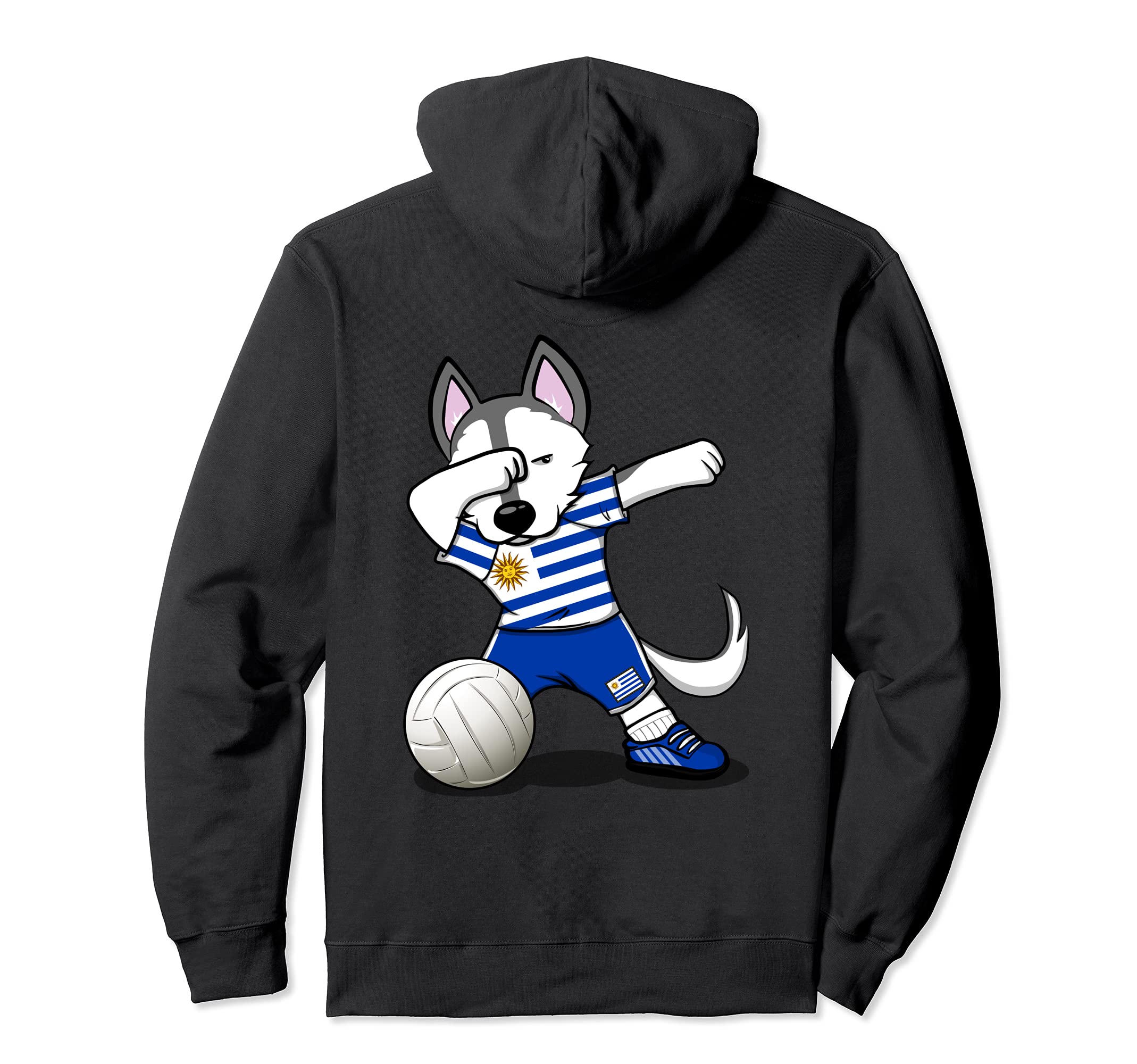 Dabbing Husky Uruguay Volleyball Fans Jersey Uruguayan Flag Pullover Hoodie