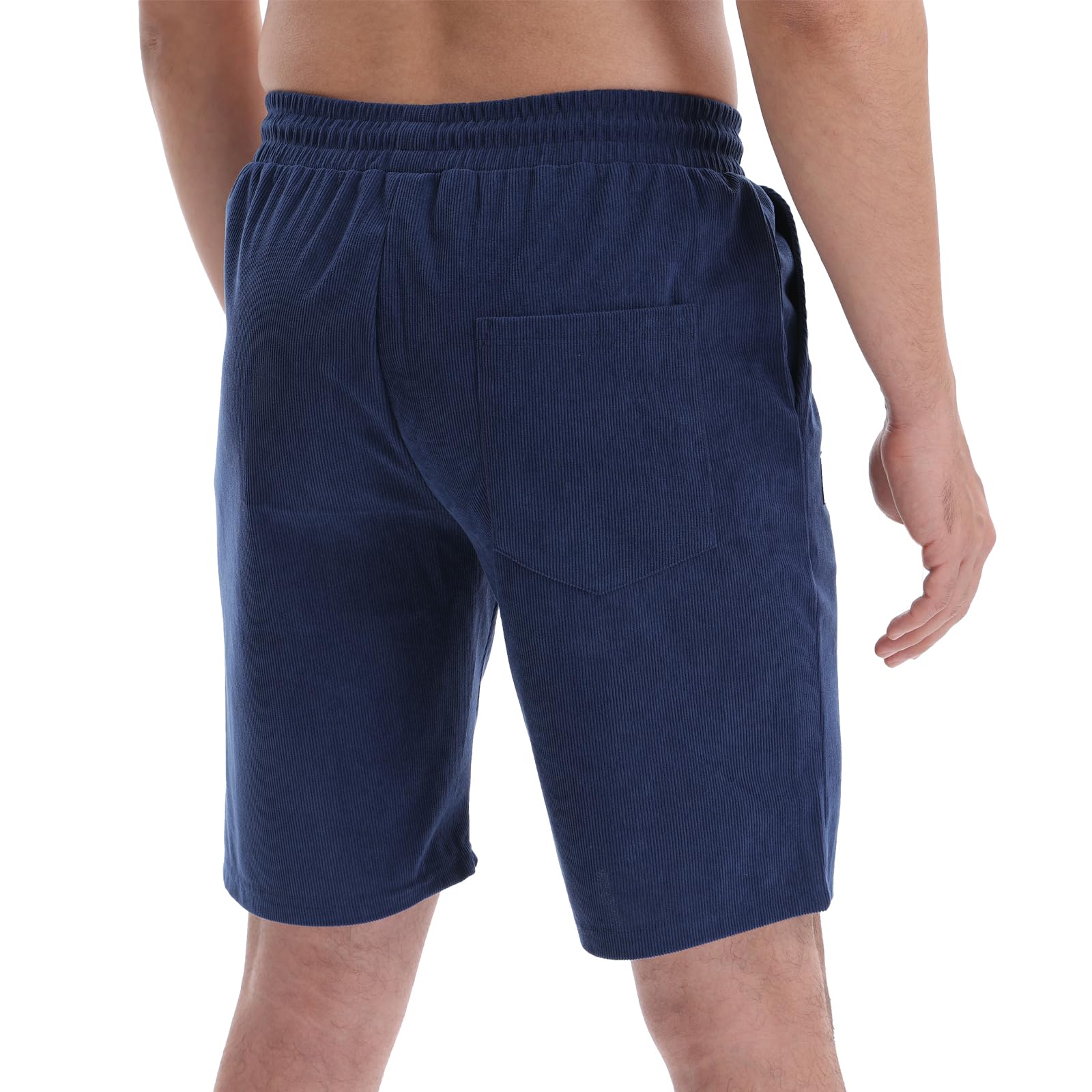 ZOXOZ Corduroy Shorts Herren Kurze Hosen Herren Sommer Elastic Waist mit Taschen Dunkelblau M 2