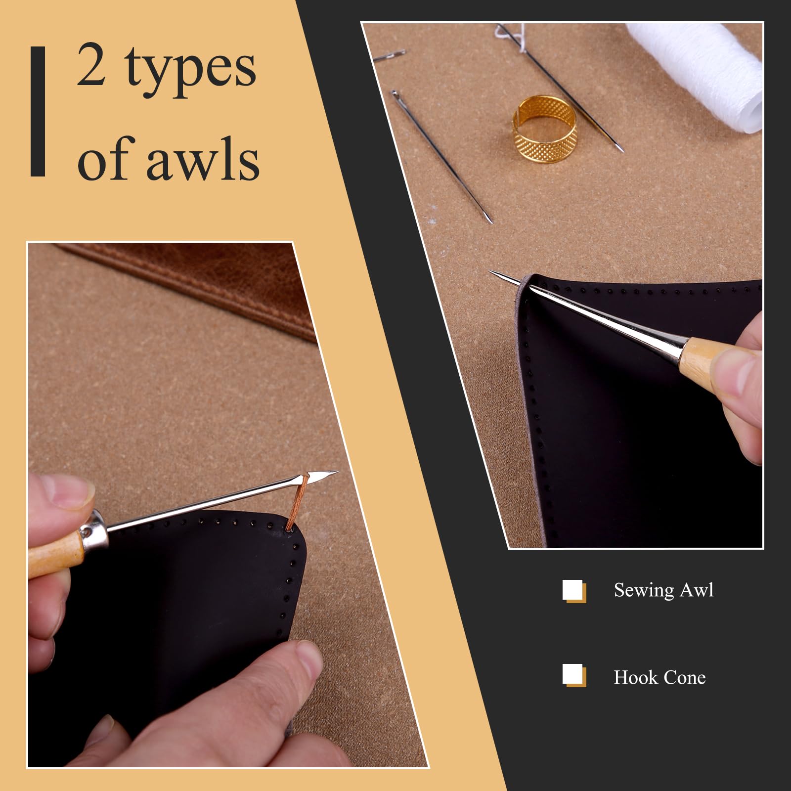 30 Pcs Sewing Kit, Upholstery Repair Kit Heavy Duty Sewing Kit with Upholstery Thread, Sewing Awl, Hand Sewing Stitching Needles for Furniture, Canvas, Weave and Leather Craft DIY