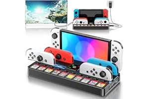KYTOK Switch Docking Station for TV and Joycon Controller Charger Compatible with Nintendo Switch, Switch Game Accessories support 4k HD Video 1080P, Switch Charging Dock Station with 10 Game Slots