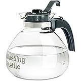 CAFÉ BREW COLLECTION High End Borosilicate Glass Stove Top Whistling Tea Kettle - Best BPA Free Kettle - Best Heat Resistant 