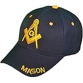 AborenCo Freemason Mason Lodge Symbol Adjustable 3D Embroidery Baseball Cap Hat