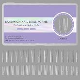 Sandwich Dual Nails Forms, Long Coffin 240Pcs Double-Layer Nail Mold Set, 15 Sizes Top and Bottom Molds Plastic Forms for Builder Gel Nail Extensions, Salon Nail Art Tools At Home