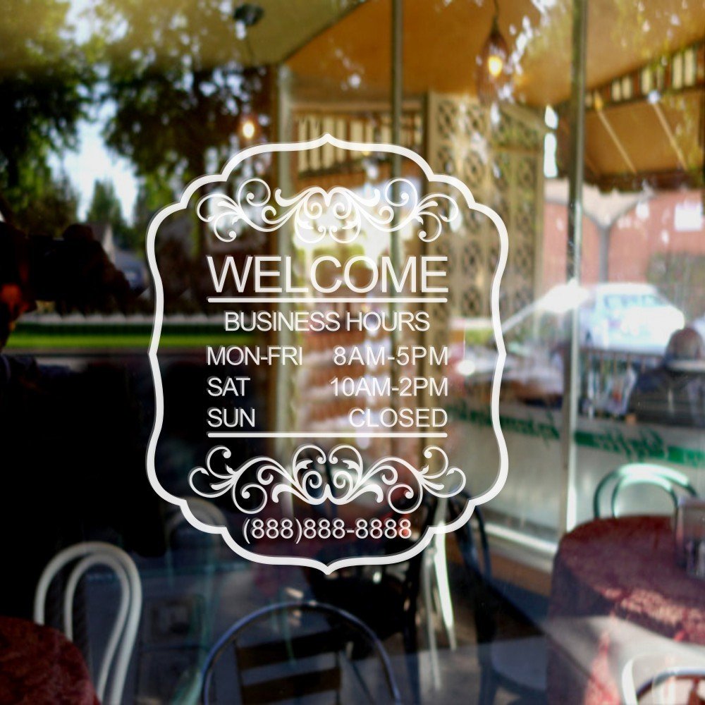Mairgwall Custom Welcome Sticker Business Hours And Phone