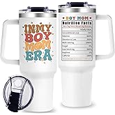 OneGemn Boy Mom Tumbler with Handle, Boy Moms Gifts for New Moms - 40 oz In My Boys Mom Cups Tumbler with Lid and Straw - Mother Gifts for Mothers Day Birthday Christmas Gift for Boys Mother