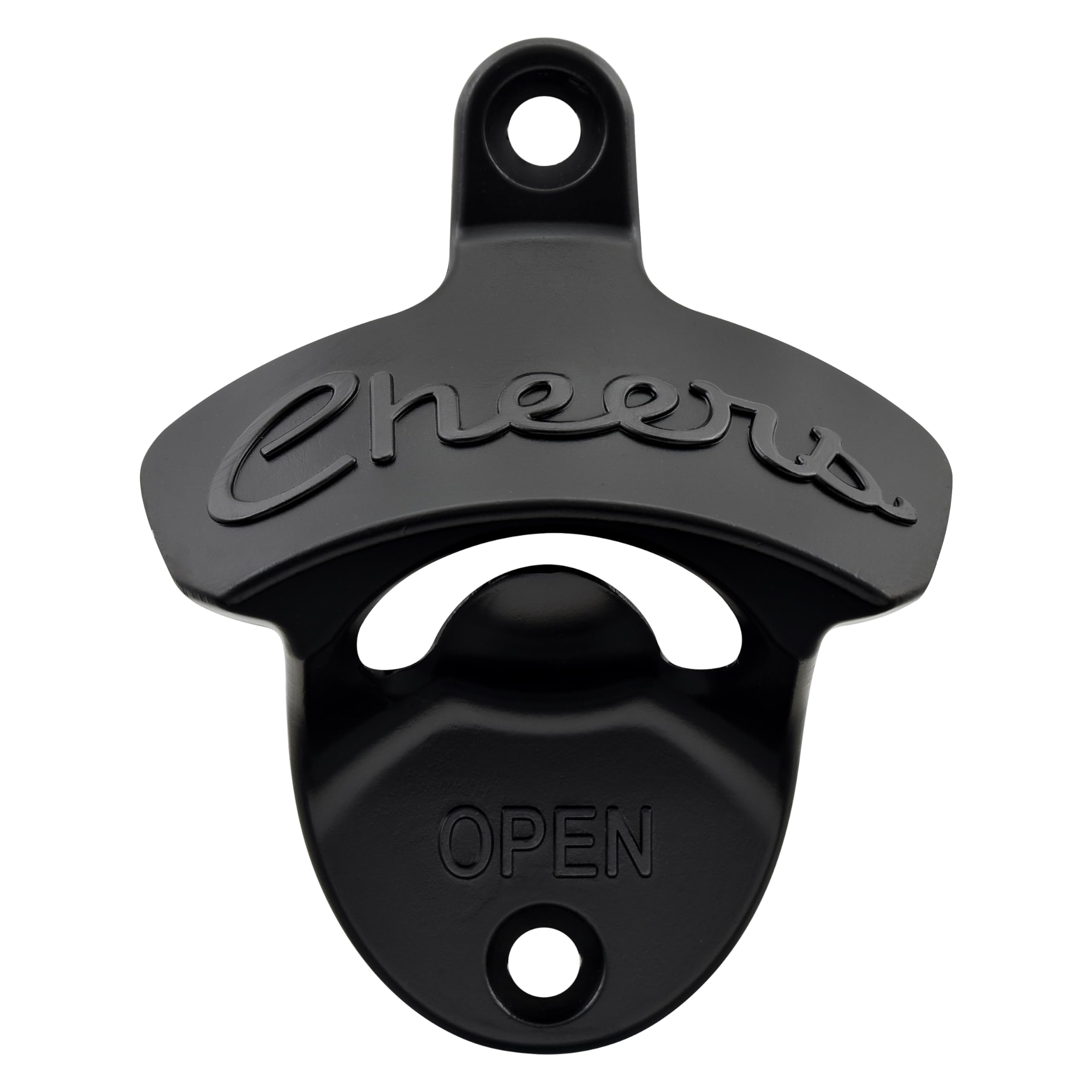 Photo 1 of Luwanburg Black Bottle Top Opener Wall Mounted Cheers Stainless Beer Cap Opener Screw in Wooden Table Post DIY Board