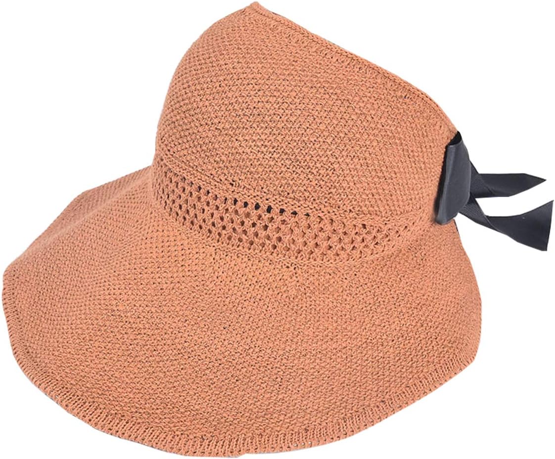 ZTXION Women's Sun Visor, Wide Brim Foldable Cotton Summer Beach Sun Hat with Bowtie