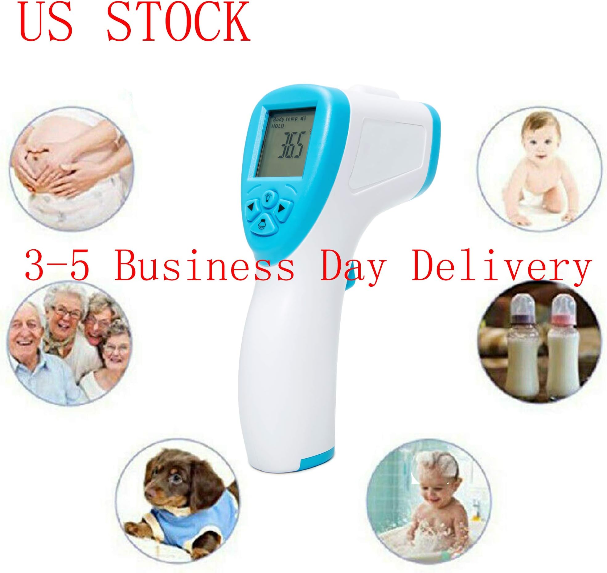 Infrared Thermometer Human Body Digital Laser Non-Contact Multi-functional Termometer Screen Display Adjustable Emissivity for Baby, Adult, Child, Surface of Objects,Water,Milk Food Temperature