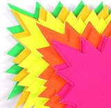 ART BOX 60 Neon Fluorescent Star Price Tags 10cm x 7.5cm Assorted Flash Cards view 5