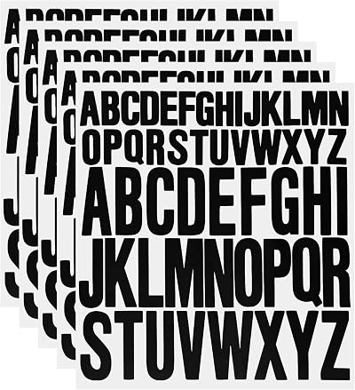 Zngou 5 Sheet Capital Letter Stickers 1 and 2 Inch Waterproof Vinyl Alphabet