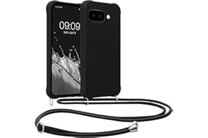 kwmobile Crossbody Case Compatible with Google Pixel 10a Case - TPU Silicone Cover with Strap - Black