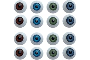 Jashem 8 Pairs of 4 Colors 22mm Half Round Realistic Acrylic Eyes for Halloween Props, Masks, Dolls or Bears Craft Plastic Eyeballs (20mm)