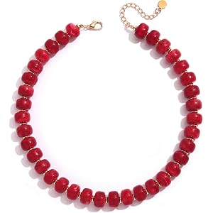 Forgreafa Beaded Necklace for Women Statement Chunky Resin Bead Necklace Trendy Boho Summer Necklaces Jewelry Gifts